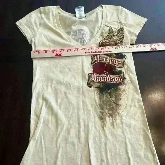 Ladies Harley Davidson Small T Shirt V Neck Chester’s HD Mesa AZ EUC - Picture 8 of 9